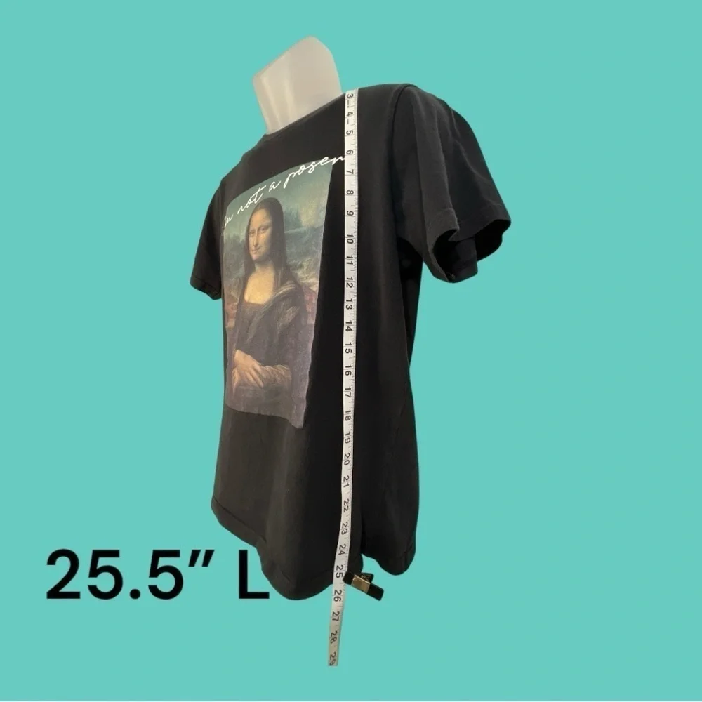 La Gioconda Mona Lisa “I’m not a poser” Graphic T-Shirt Pull & Bear Men’s Small - Picture 2 of 6